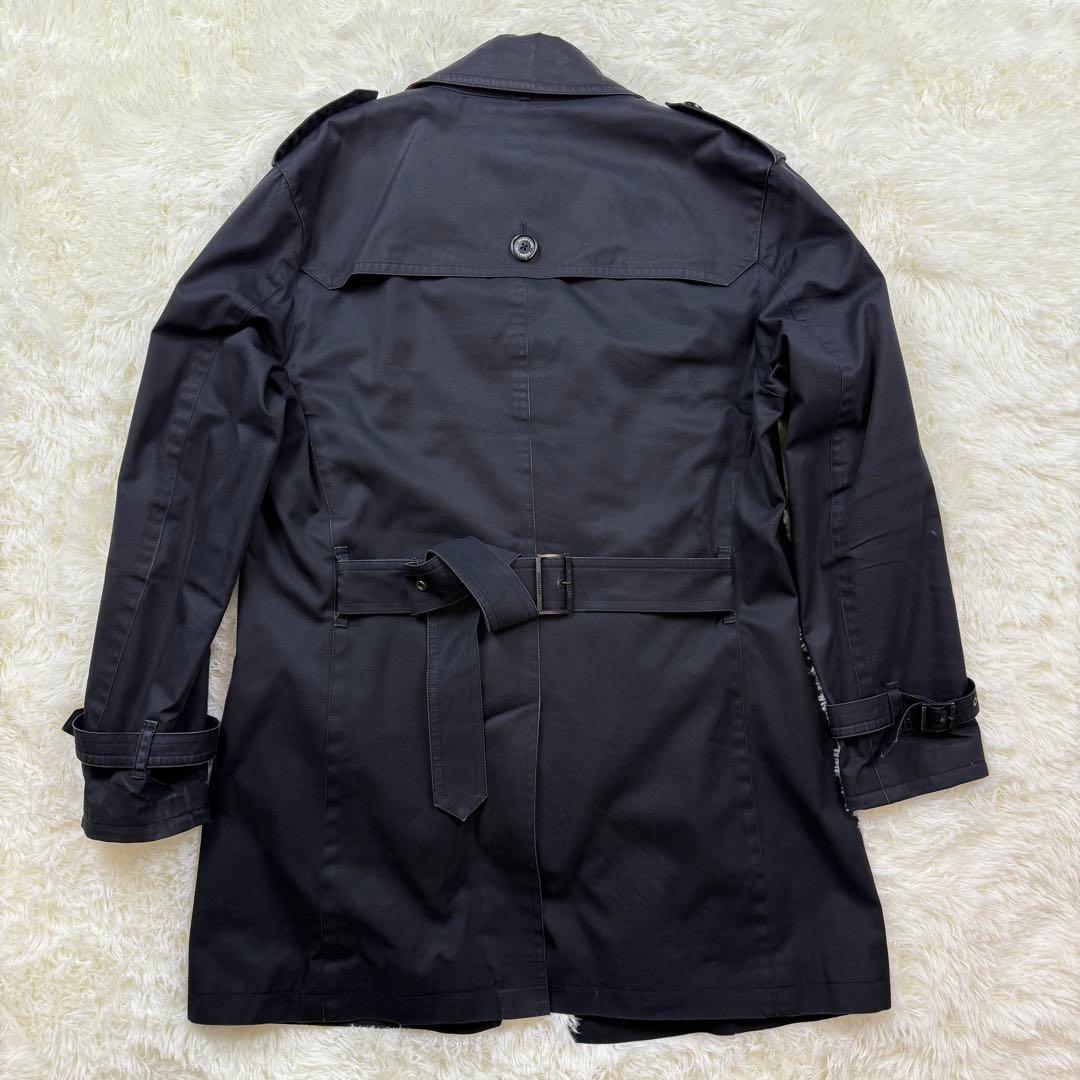 美品 ブラックレーベルクレストブリッジ シングルトレンチコート ライナー付 L