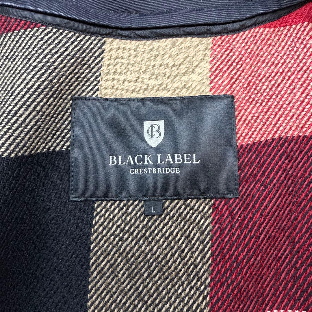 美品 ブラックレーベルクレストブリッジ シングルトレンチコート ライナー付 L