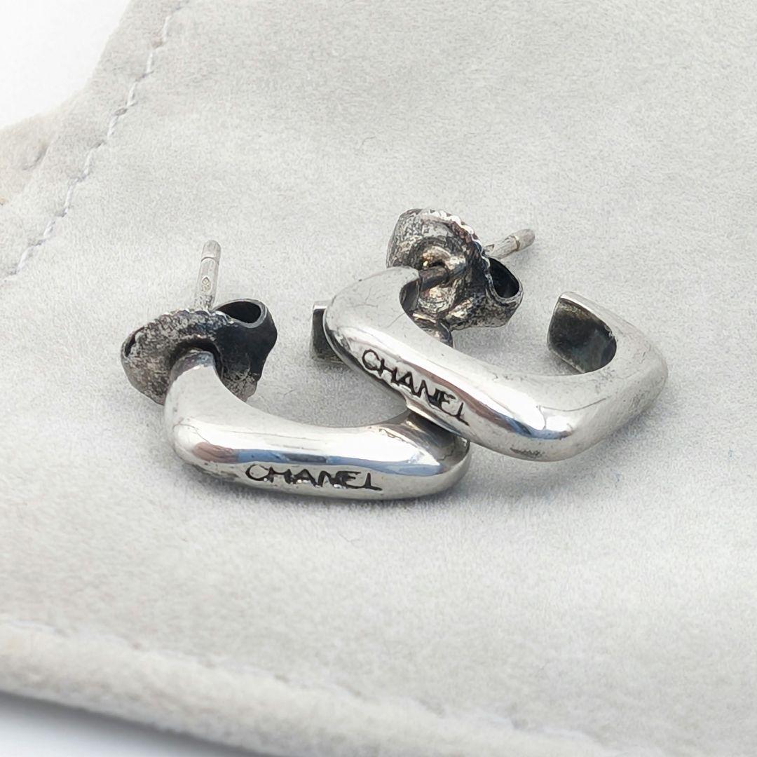 CHANEL シャネル フープ ピアス SV925 シルバー スクエア