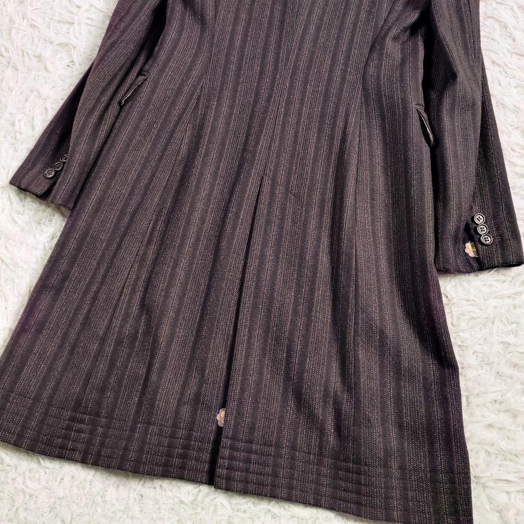 【派手】PS Paul Smith　チェスターコート　裏地総柄　花刺繍　赤焦茶