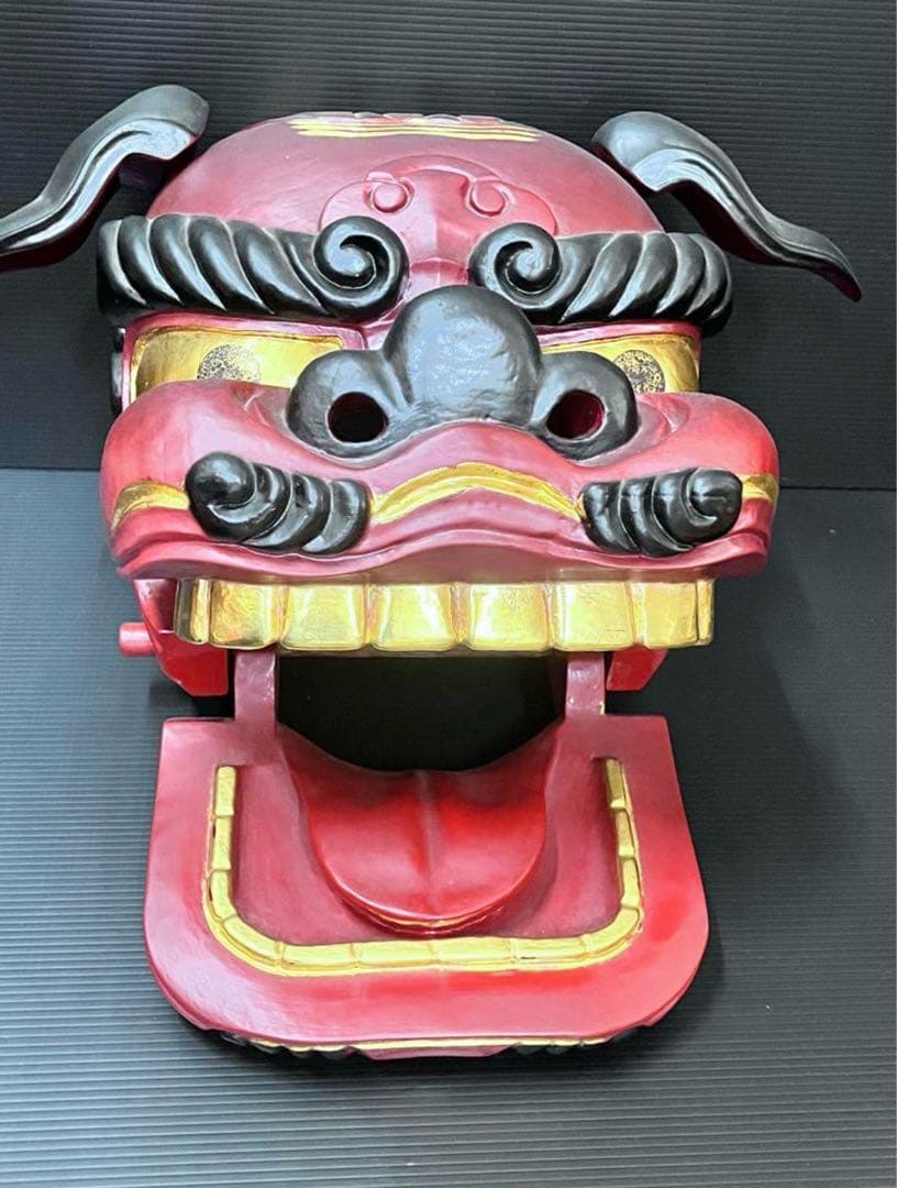 獅子頭　獅子舞　木製獅子頭　特大サイズ　３０センチ越え　獅子頭置物　魔除け置物