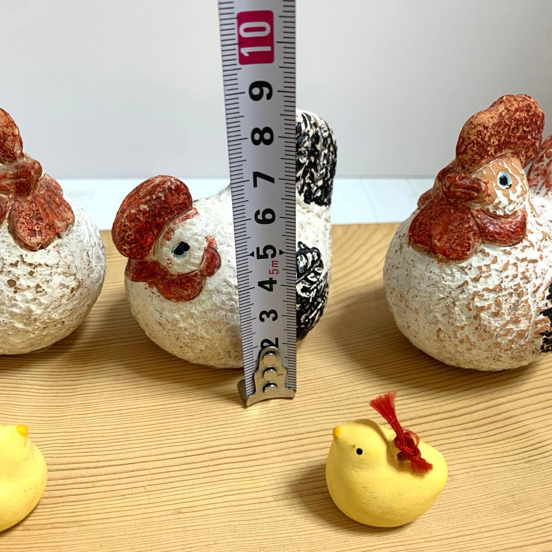 D☆ レトロ　鶏　ひよこ　にわとり　親子　焼き物　土鈴　置物