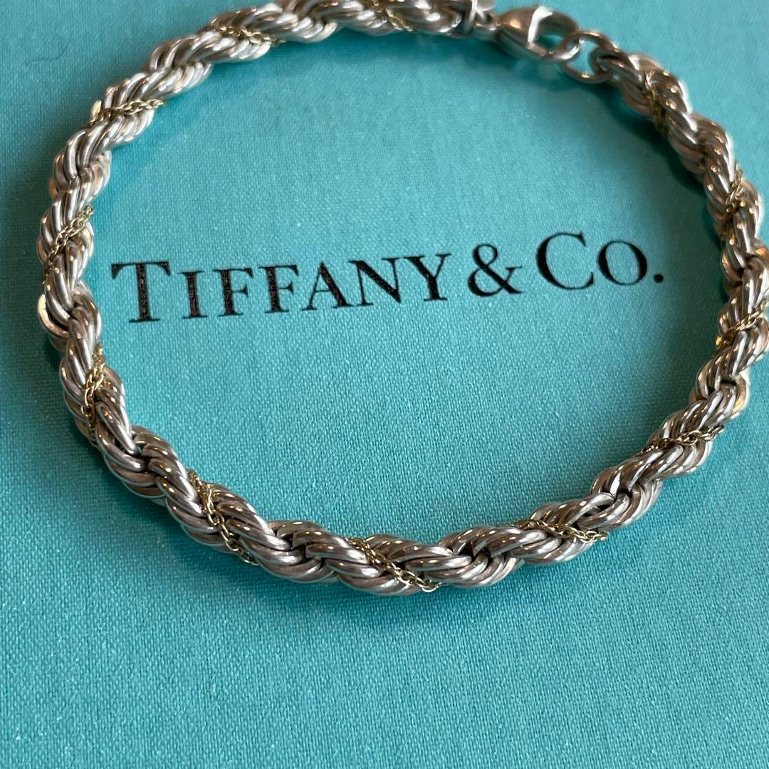 TIFFANY&CO ツイストロープチェーンブレスレット シルバー ゴールド