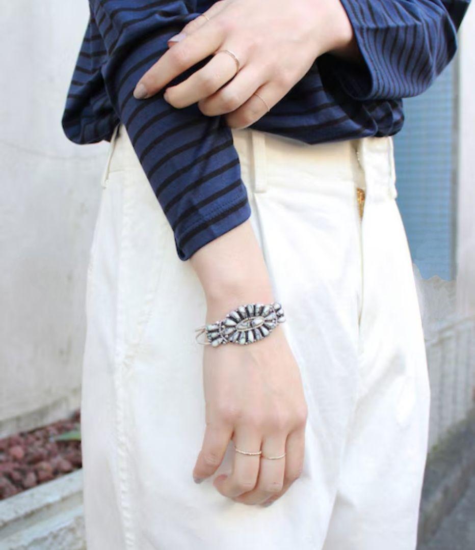 naomiHarpoズニ族バングルとリング2点希少ホワイトターコイズ