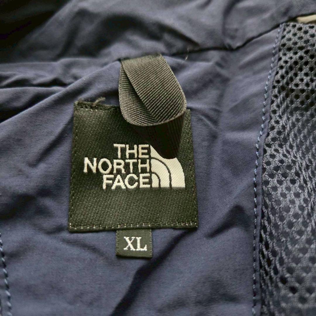 【ザ・ノースフェイス】 XL マウンテンパーカー ネイビー×グリーン フード付き