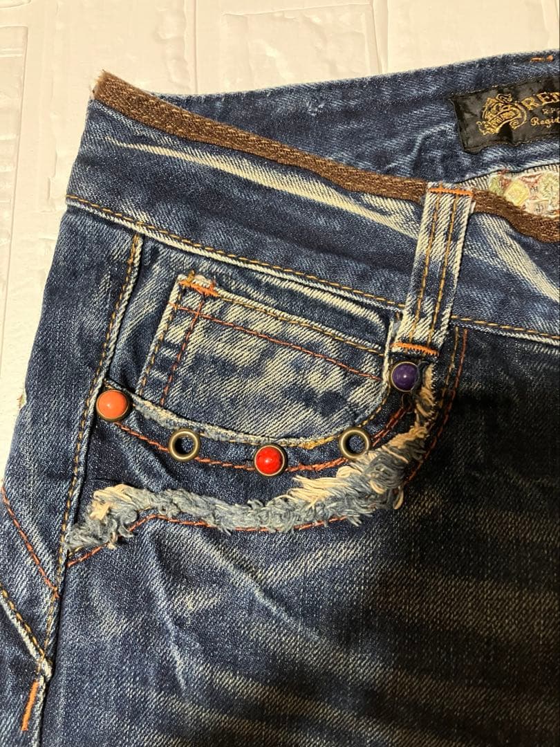 レッドペッパー　y2k 平成ギャル　刺繍 フェード ブーツカットデニム26