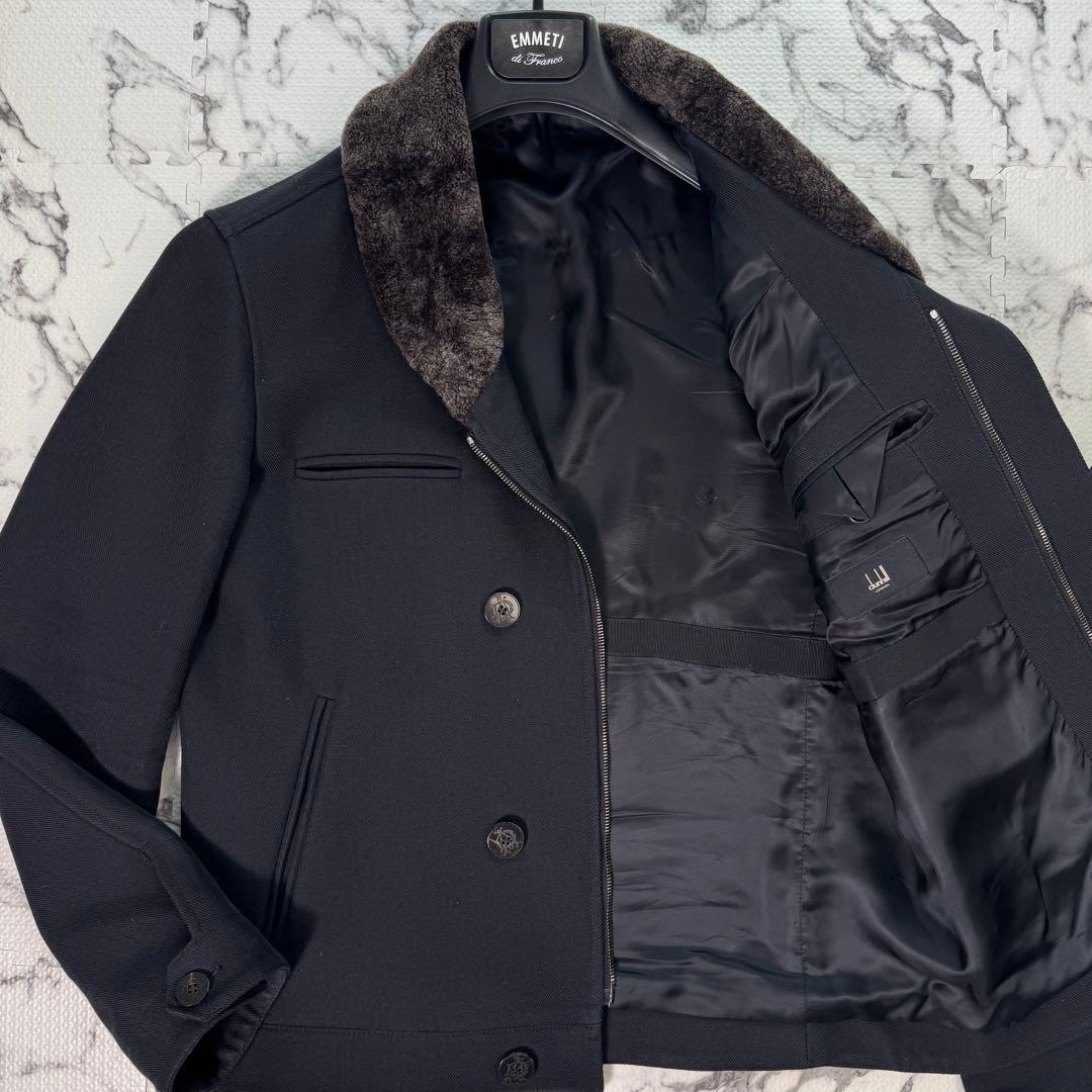 極美品◎ダンヒル　リアルムートン　ドライビングジャケット　ブルゾン　ロゴジップ