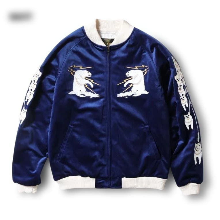 HOUSTON 別珍スカジャン ALASKA柄 スーベニア 51521NVXXL