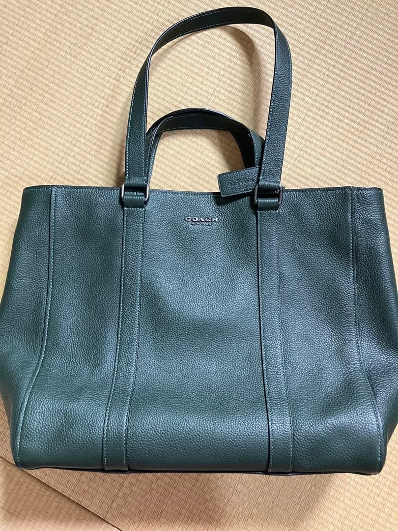 COACH ダークグリーン トートバッグ