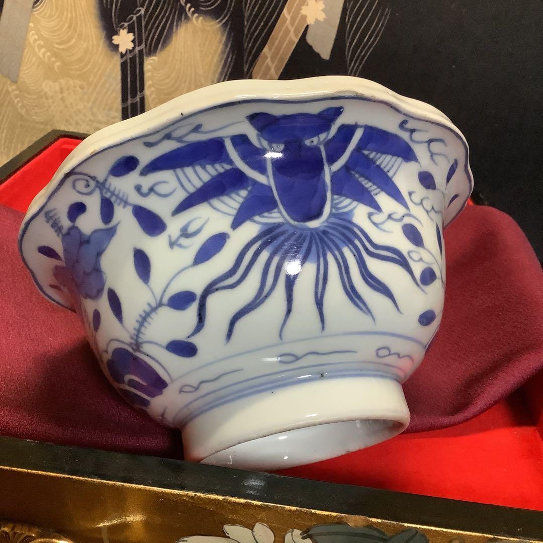 古伊万里　希少　染付　梟　フクロウ　瓢箪　盃洗　鉢皿　江戸　輪島塗・李朝好きに