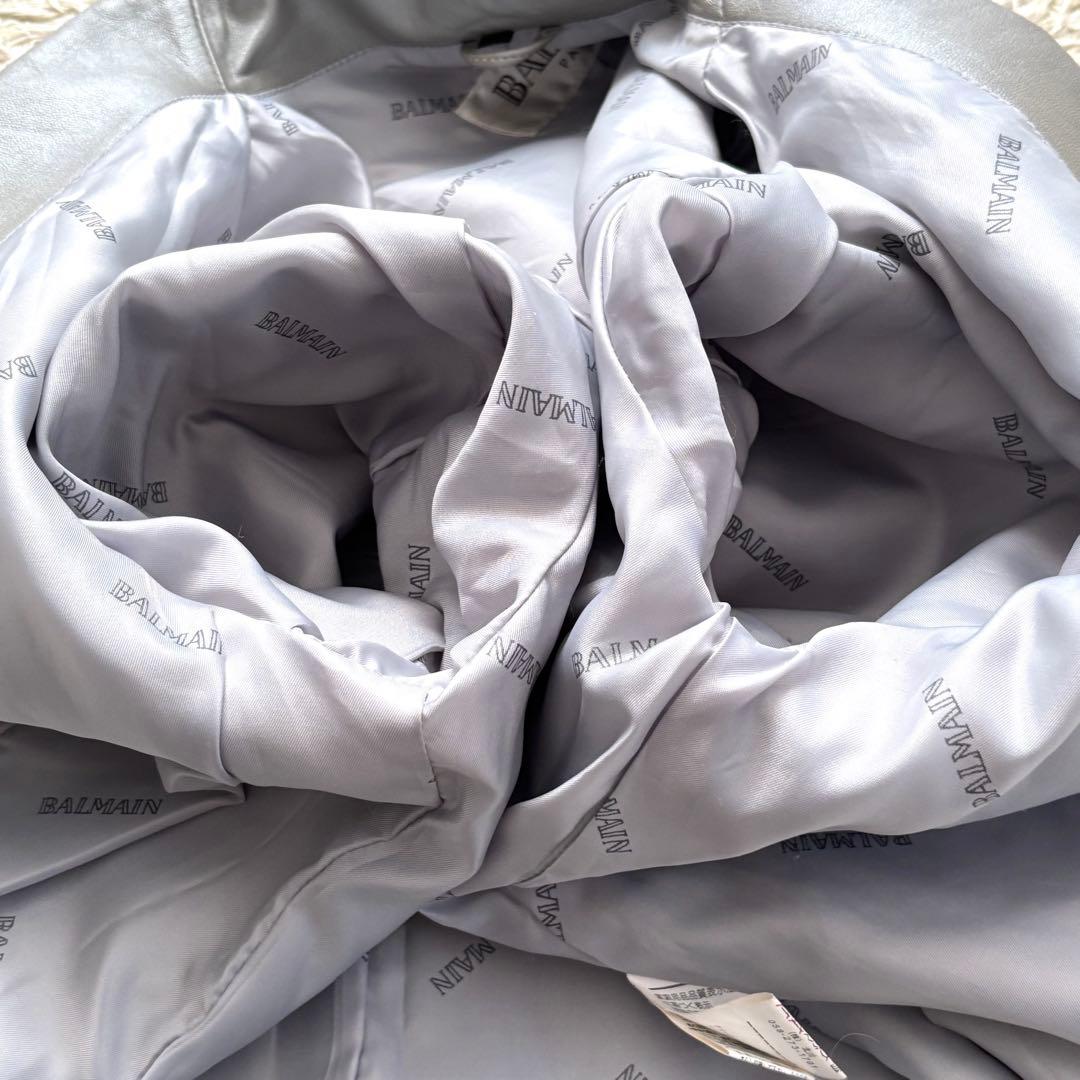 大きいサイズ　極希少　BALMAIN　 ラムレザー　ジャケット　ロールアップ