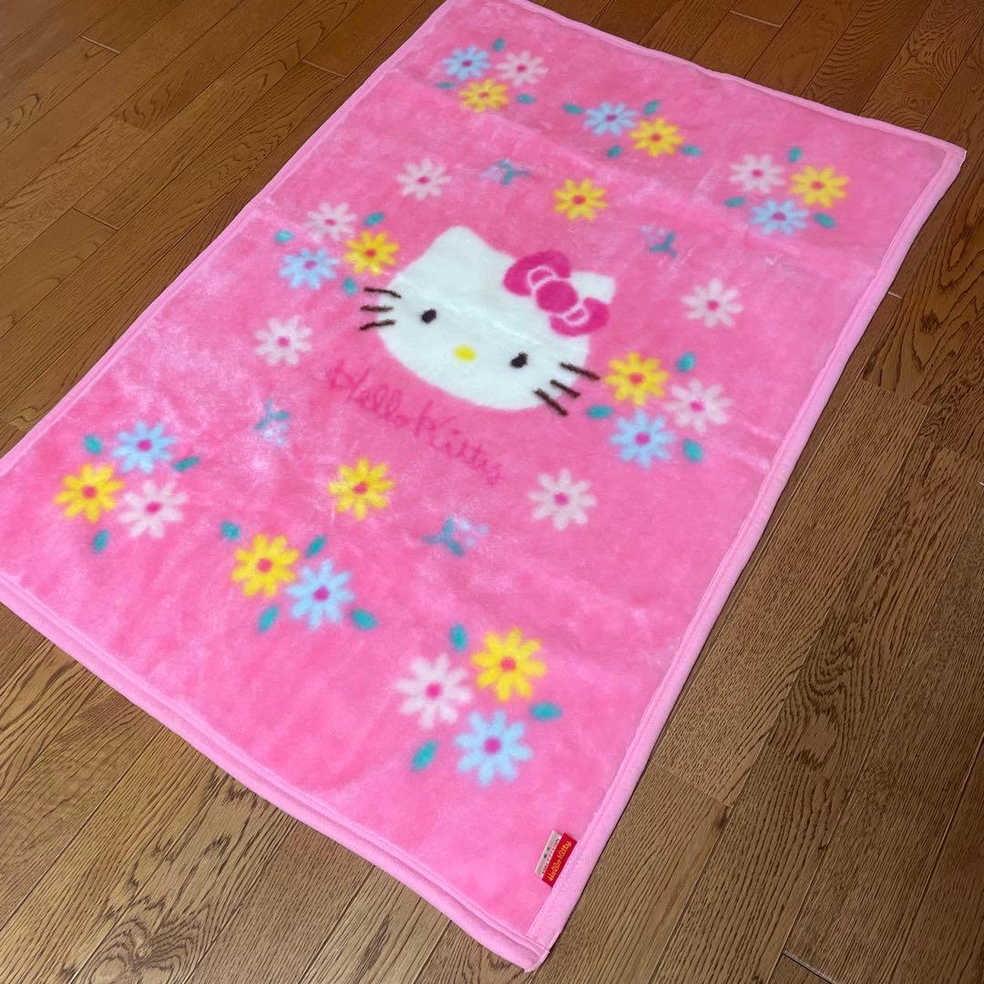 ハローキティ ブランケット 毛布 レトロ 1998 お花 カオハナ 分厚 ピンク