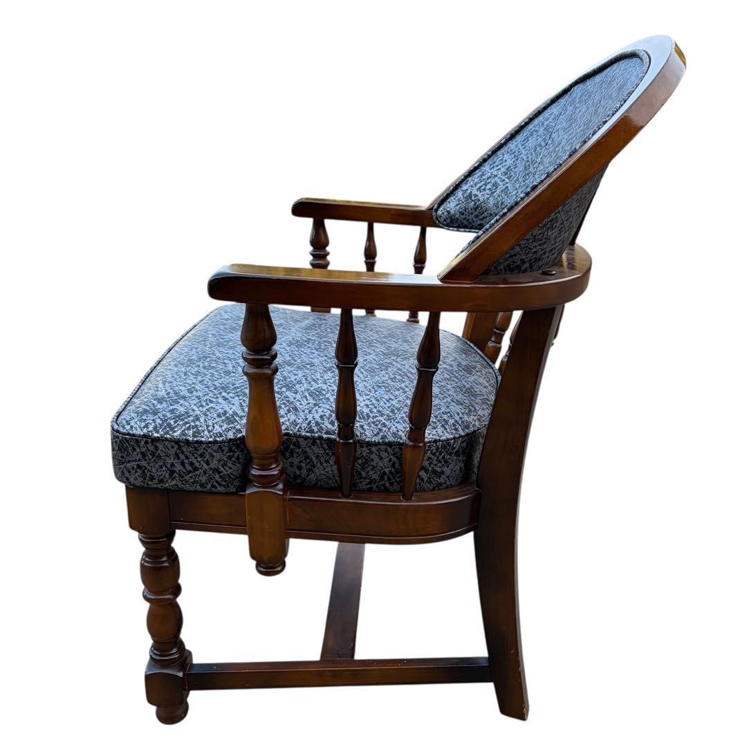 【希少】オールドカリモク コロニアル 合皮 ラタン アームチェア ①