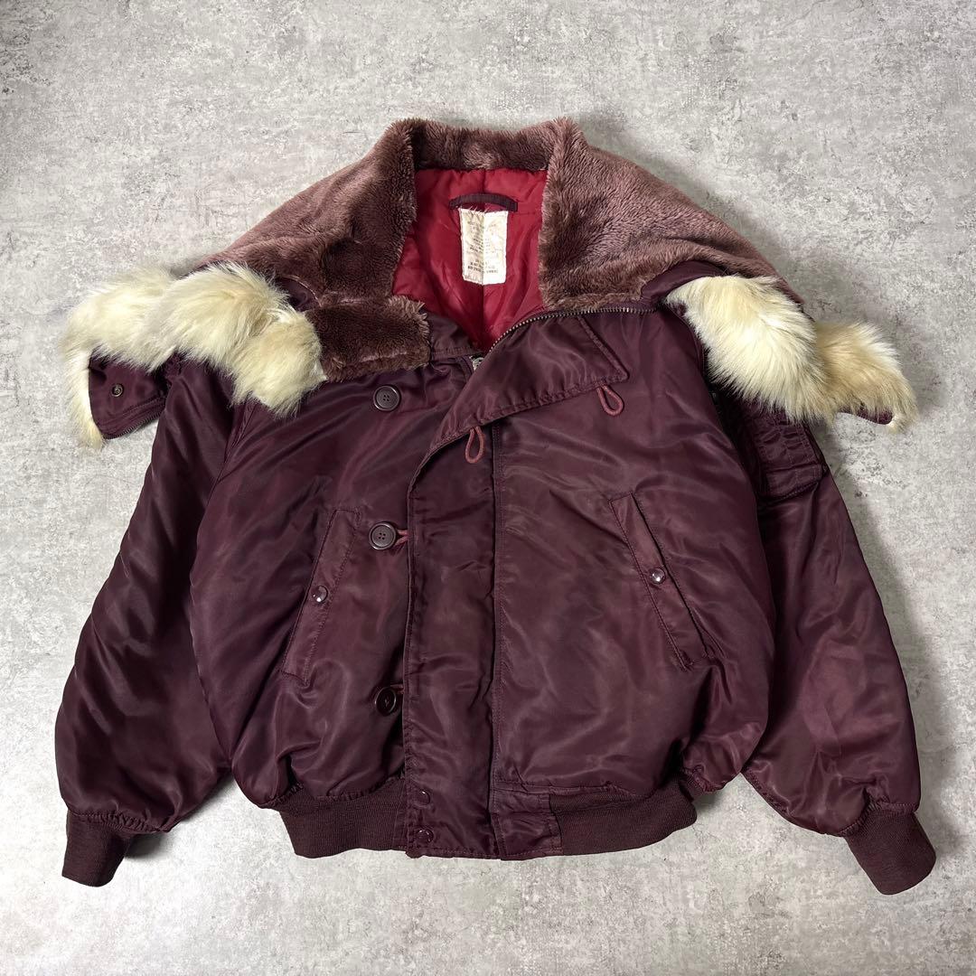 70's 米軍実物 N-2B フライトジャケット ALPHA製 希少マルーン M