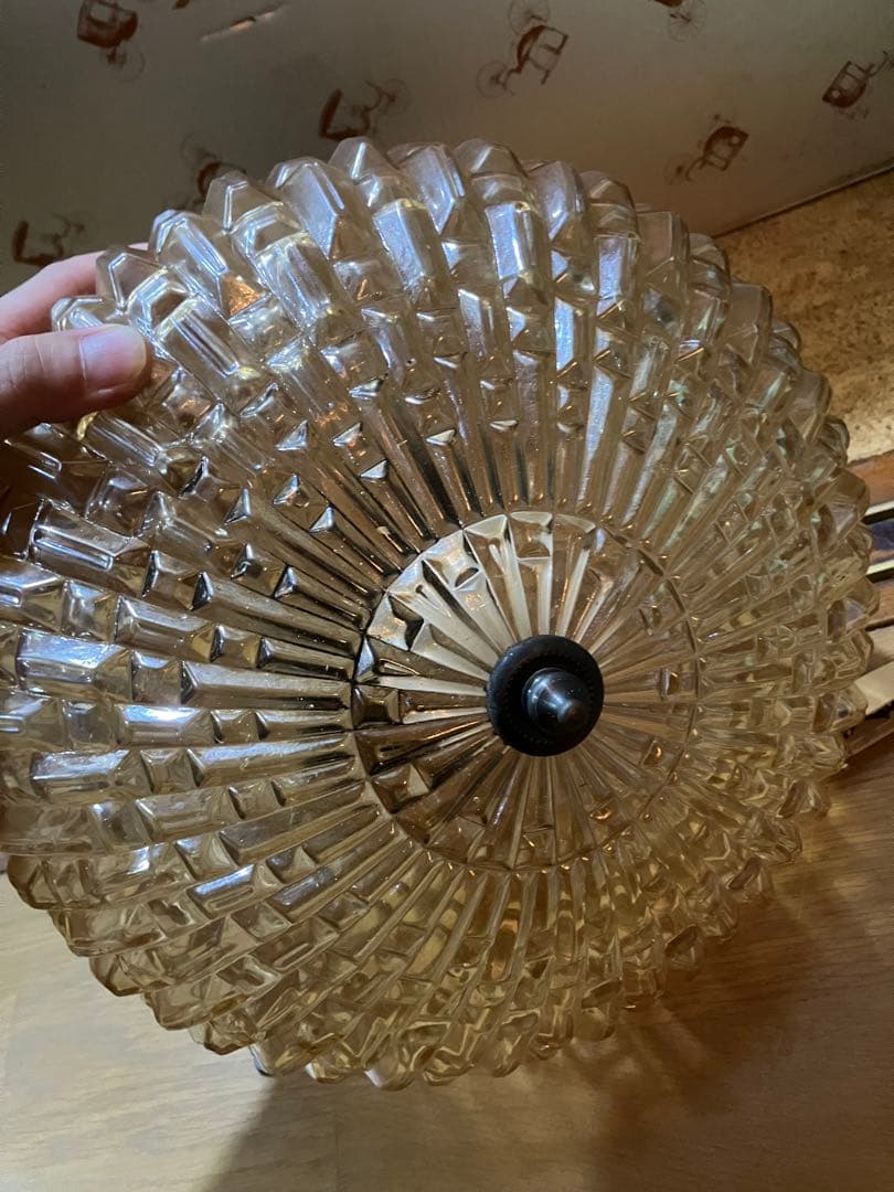 ビンテージ　アンバーランプ　ガラス　ランプシェード　照明　ペンダント