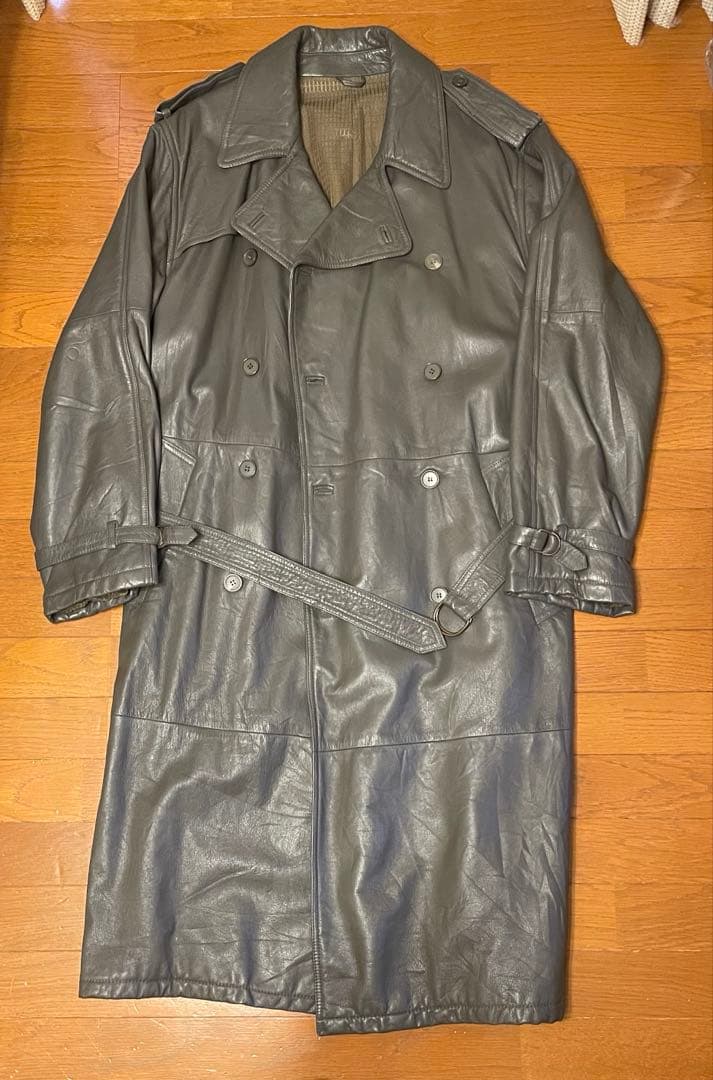 Euro vintage レザートレンチコート