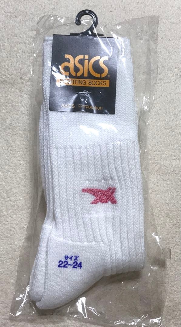 新品未使用タグ付き　アシックスレトロスポーツソックス　レディース　ビンテージ