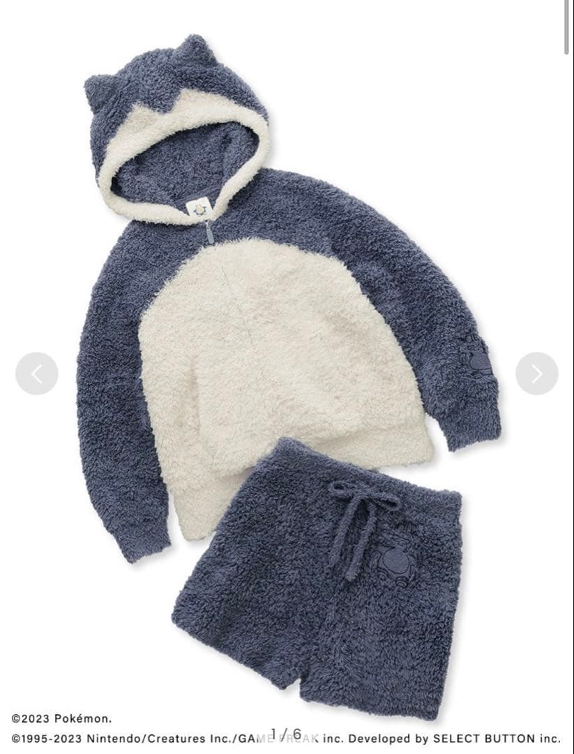 ジェラートピケ ポケモンスリープ カビゴンパーカ&ハーフパンツセット レディース