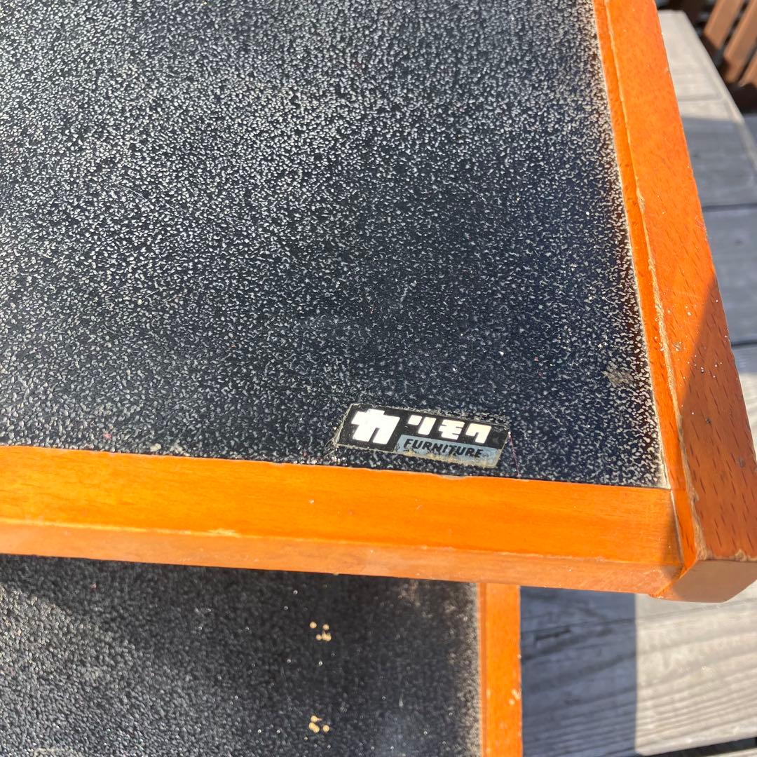 昭和レトロ オールドカリモク 木製卓上電話台 整理棚 コールキャビネット 花台