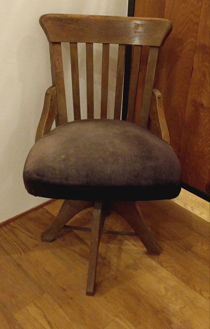 和製アンティーク 回転椅子 ナラ材 大正ロマン チェア イス レトロ ①
