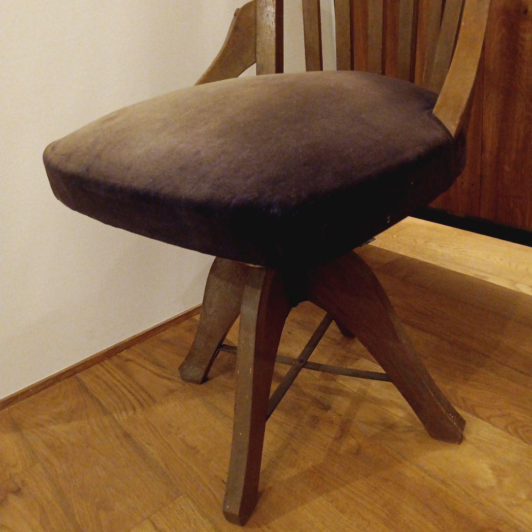 和製アンティーク 回転椅子 ナラ材 大正ロマン チェア イス レトロ ①