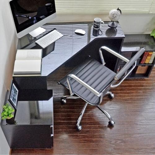 《新品送料無料》《日本製》パソコンデスク 鏡面仕上げ コーナー ブラック デスク