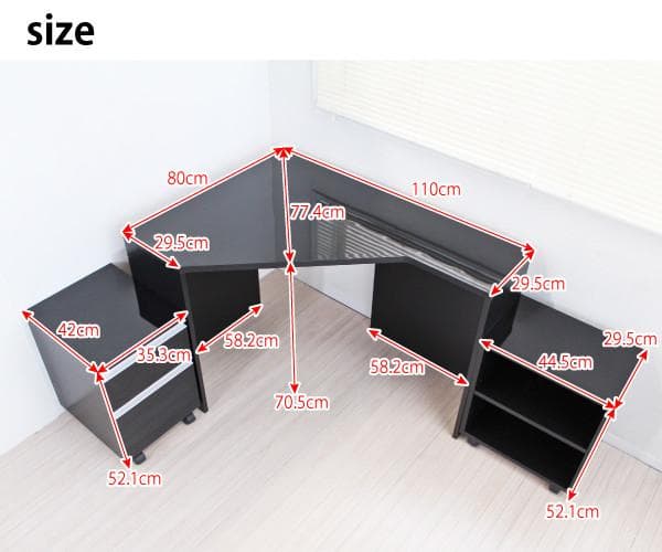《新品送料無料》《日本製》パソコンデスク 鏡面仕上げ コーナー ブラック デスク