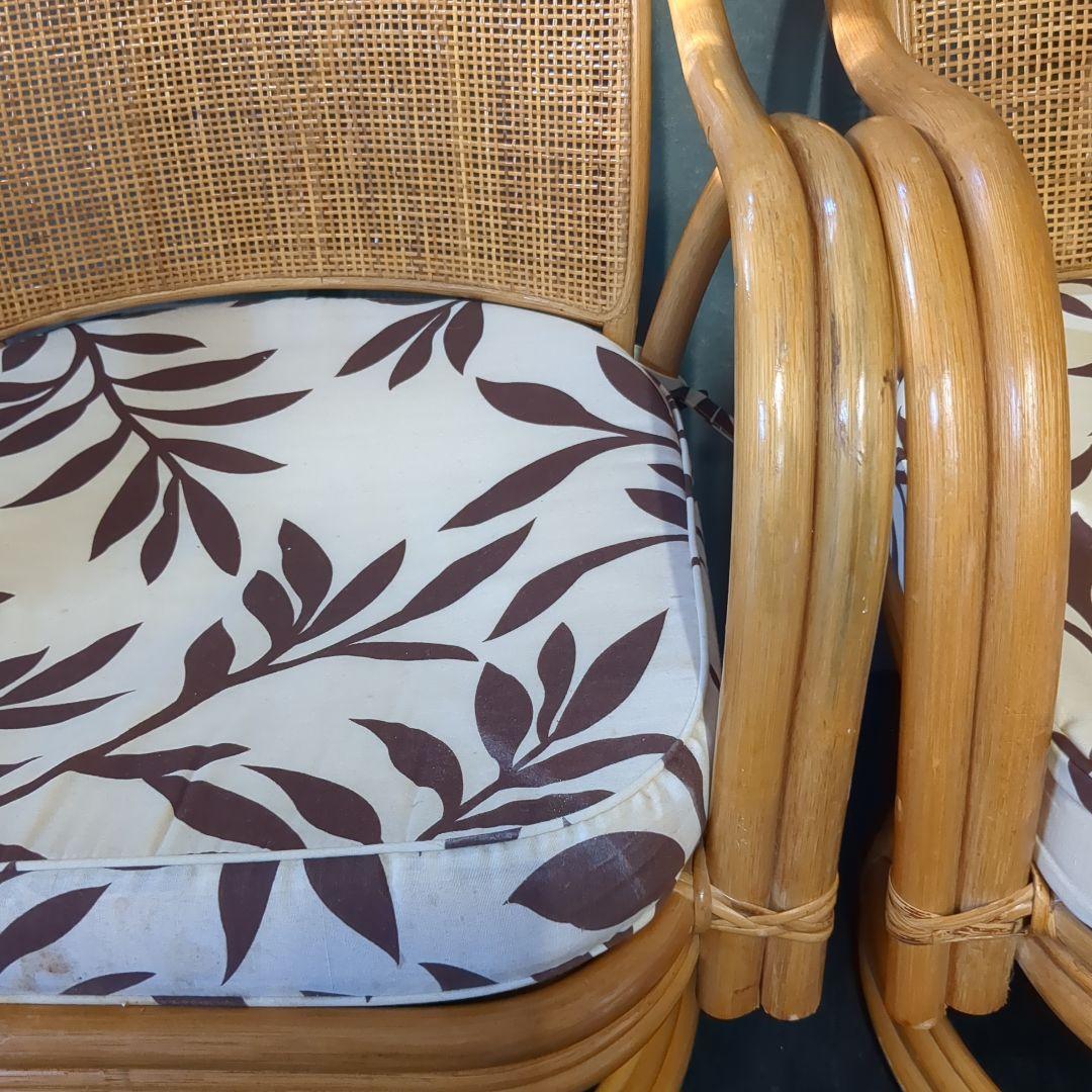 (s)座面高さ約36㎝ レトロラタン クッション付き 座椅子 インテリア