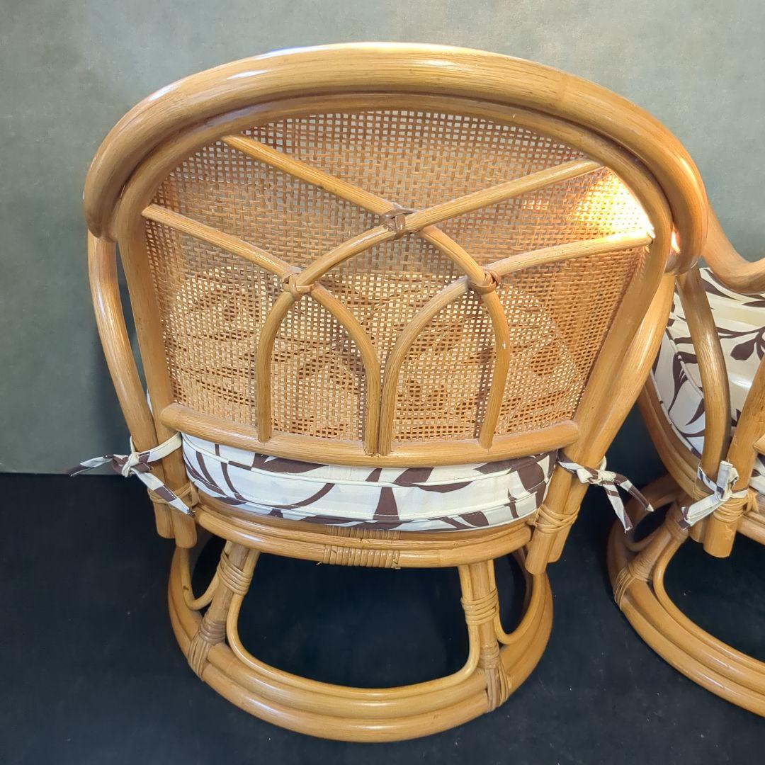 (s)座面高さ約36㎝ レトロラタン クッション付き 座椅子 インテリア