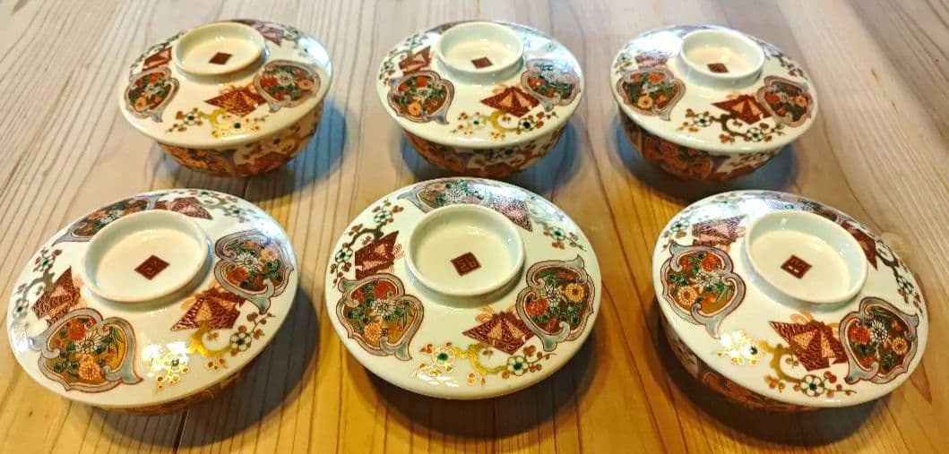 【源六窯／源六焼】明治末～ 幻の窯元／蓋付き茶碗6個・富永源六窯【嬉野焼】