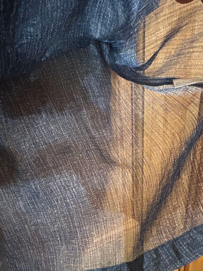 ダブルスタンダード　デニムプリントシフォンブラウス　サイズ38