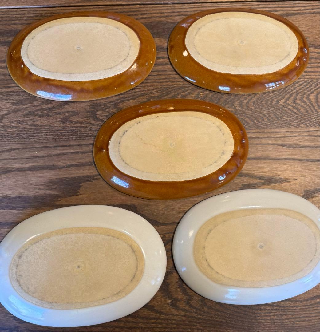 益子焼き　オーバルプレート L 5枚セット