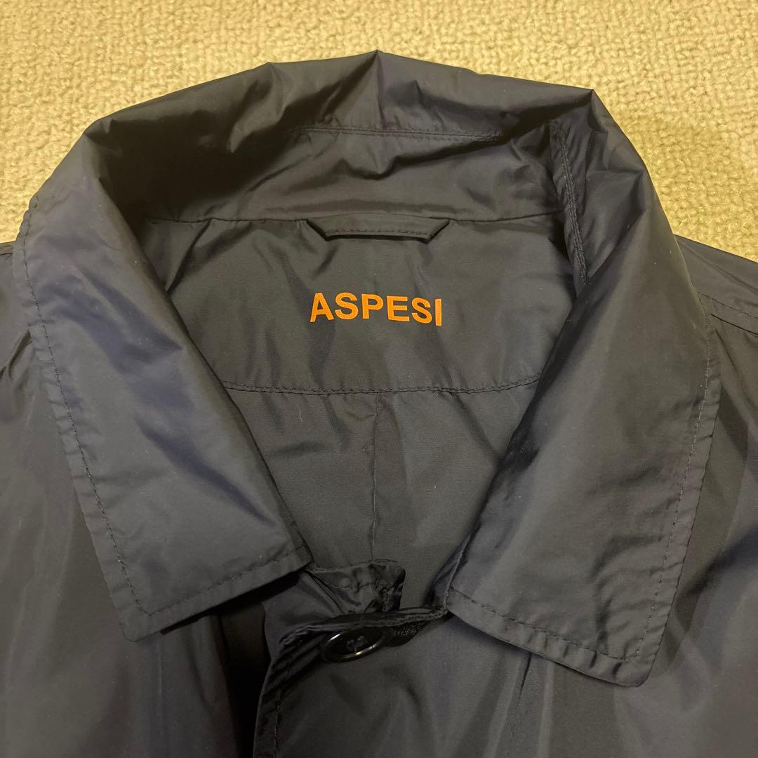 アスペジASPESIネイビー ナイロンステンカラーコート 収納可能