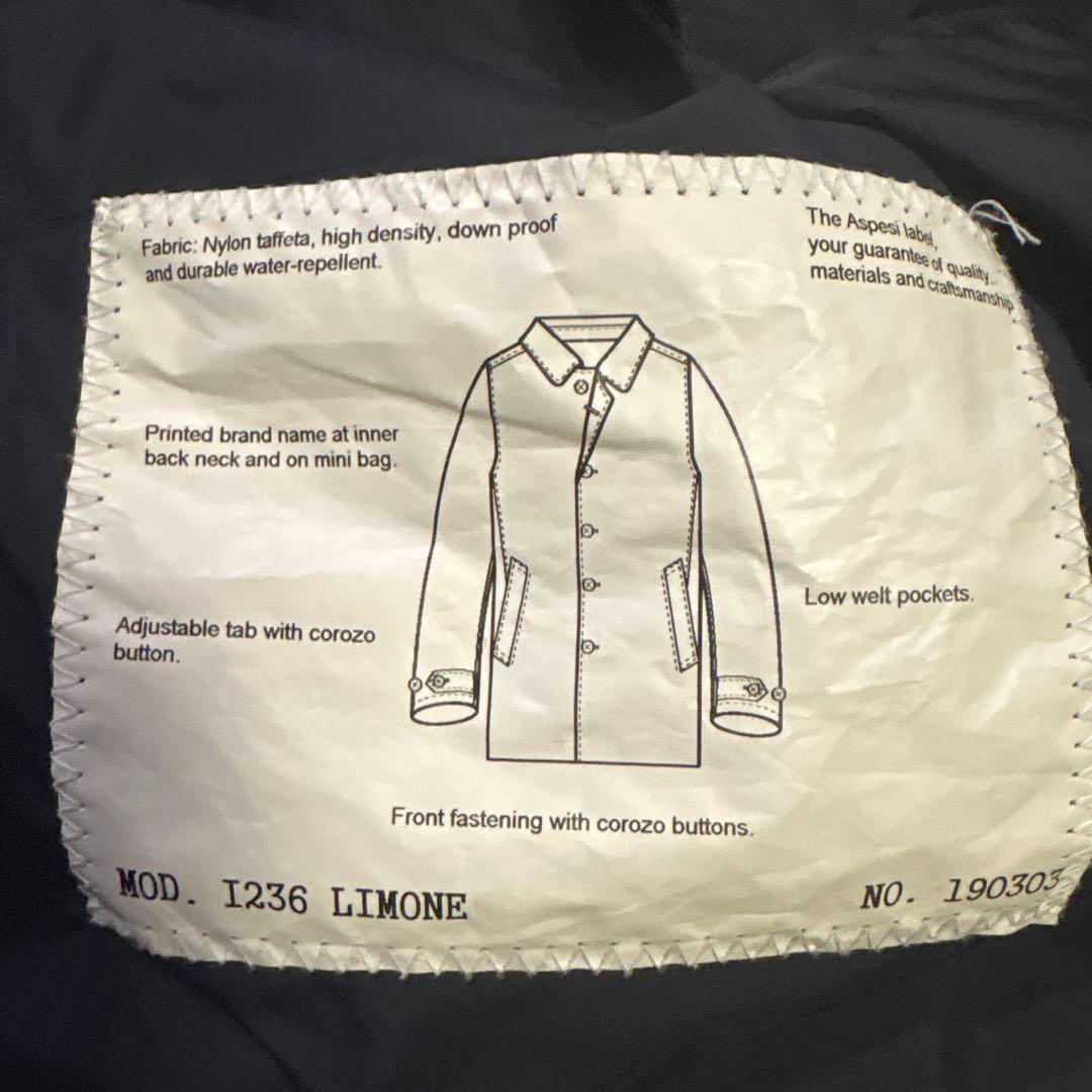 アスペジASPESIネイビー ナイロンステンカラーコート 収納可能