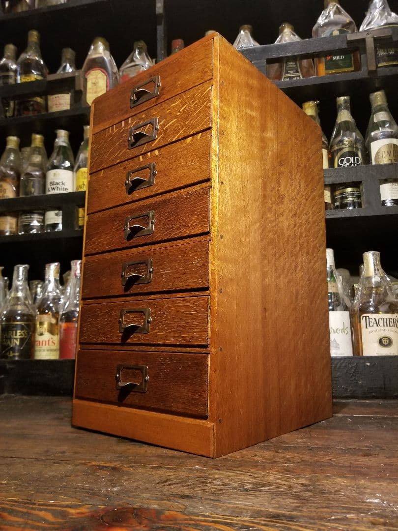 希少　1960's　ヴィンテージ　オーク　無垢材　サイドラック　小引き出し