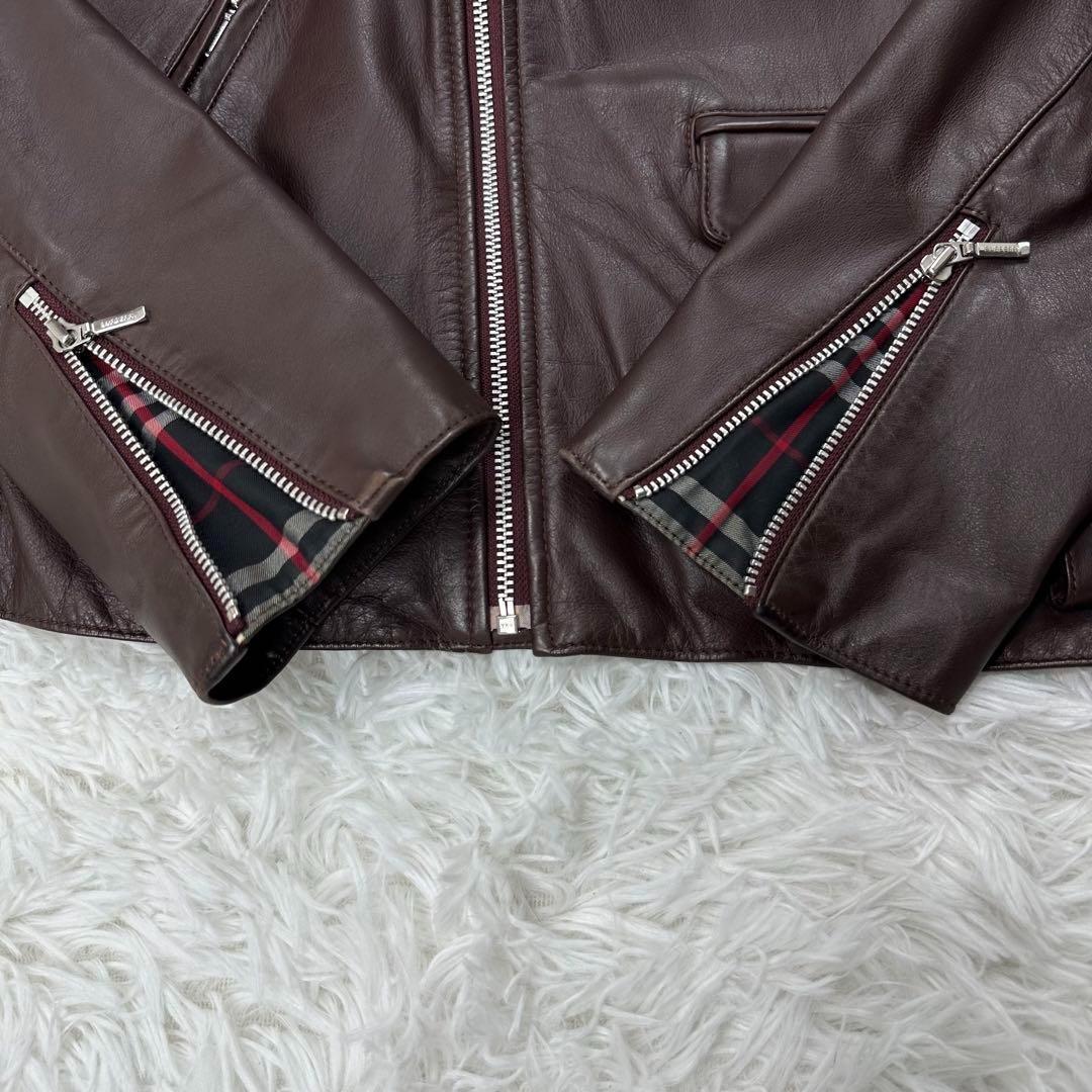 バーバリーブラックレーベル✨ダブルライダースジャケット 牛革 Lサイズ