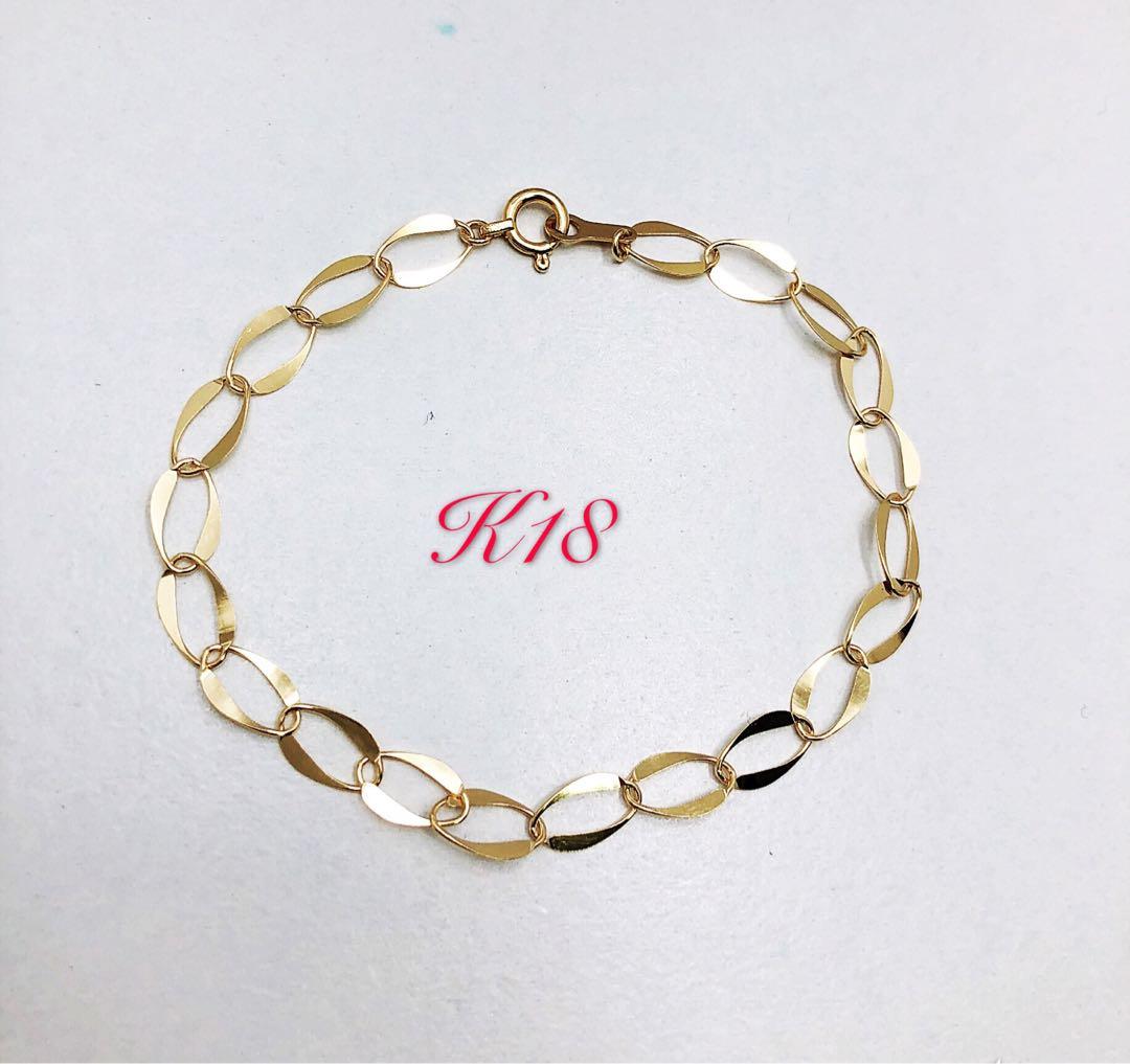 k18 18金 イエローゴールドブレスレット　デザインチェーン