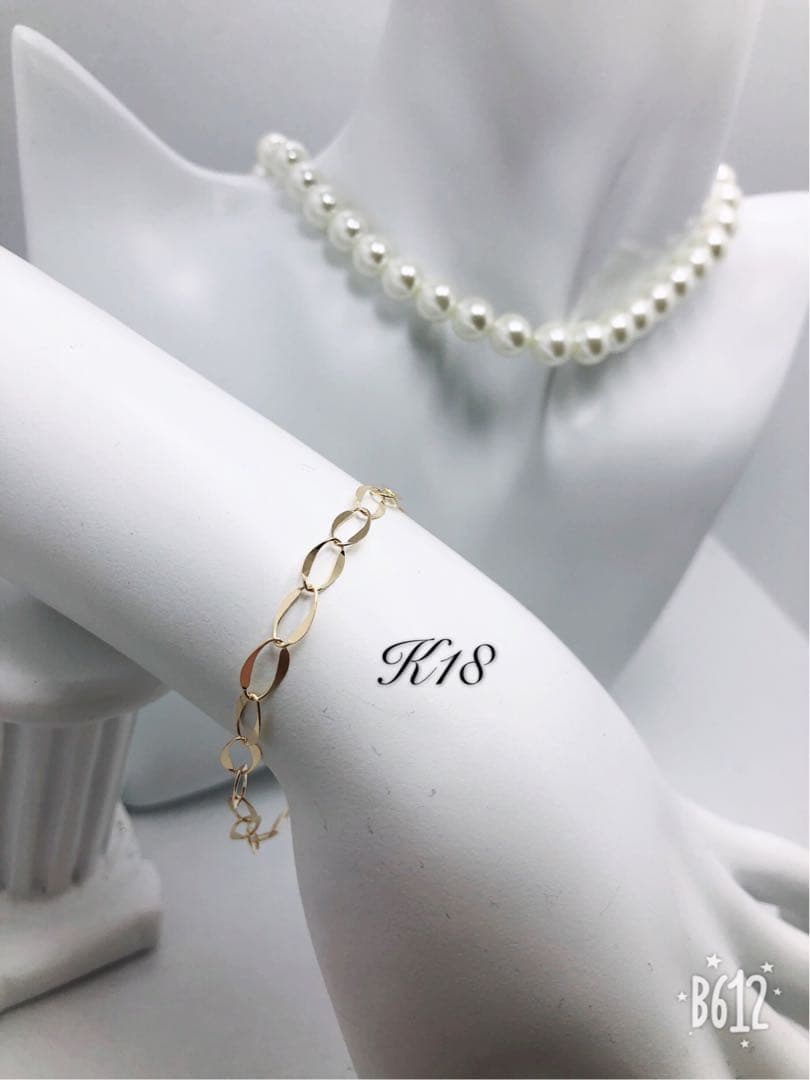 k18 18金 イエローゴールドブレスレット　デザインチェーン