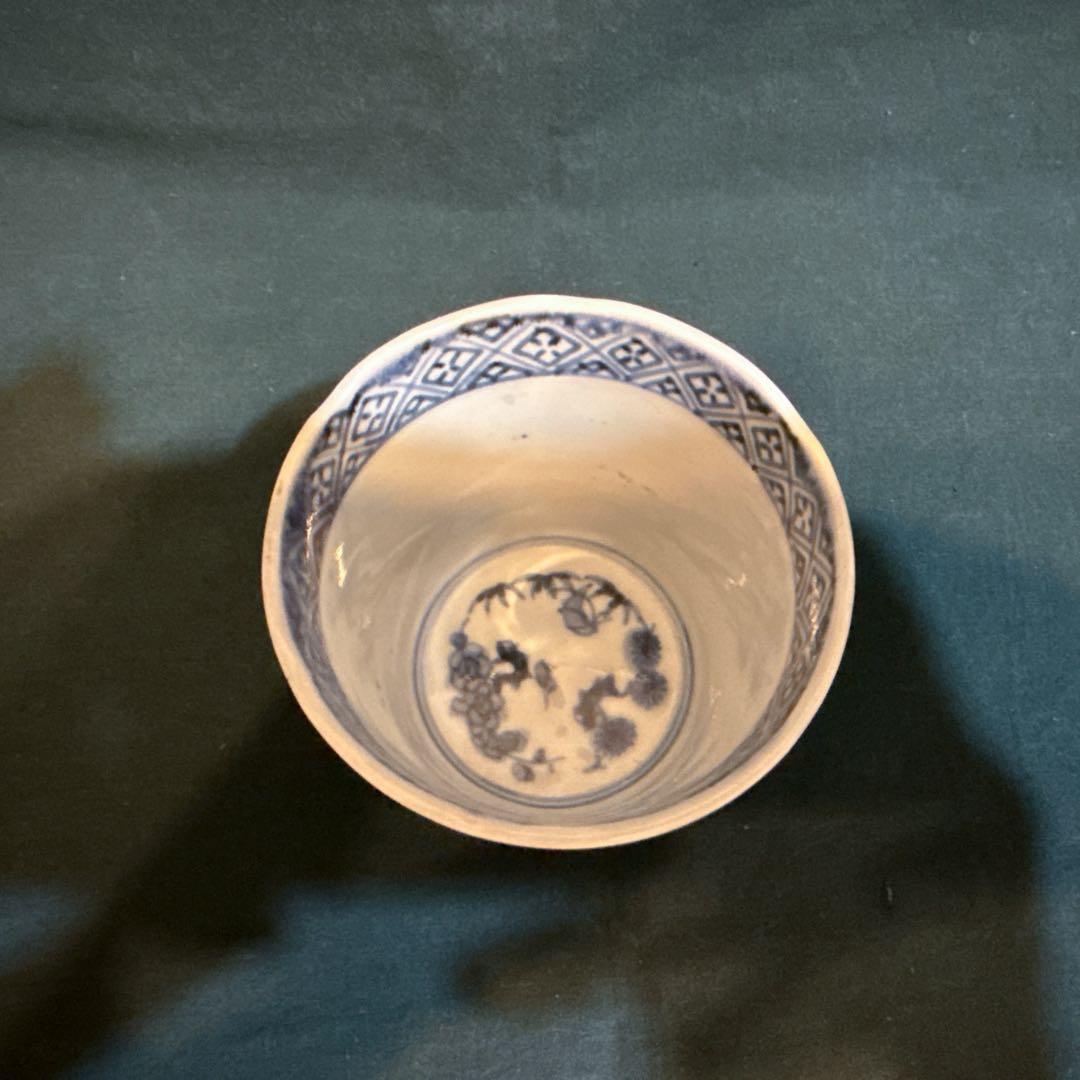 古伊万里　蕎麦猪口　江戸後期　花草唐草文