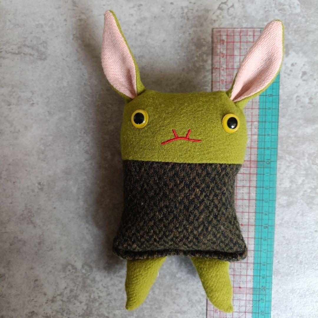 アメリカ製　ヴィンテージ　ぬいぐるみ　緑色　チェック　うさぎ　カエル　レトロ