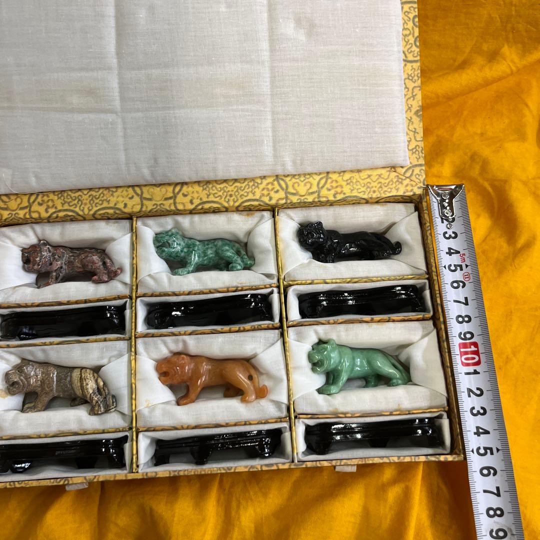 石製虎の置物セット 6個セット