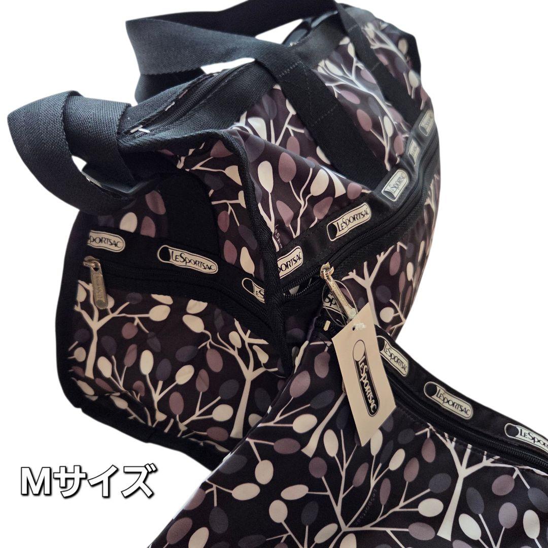 【新品タグ付】レスポートサック　北欧風　植物　木　ボストンバック　M　Ｌ　黒