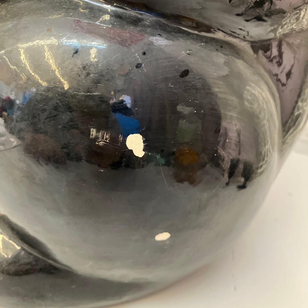 昭和レトロ 陶器製 貯金箱 黒猫 大型招き猫 まねきねこ 億万両 古道具オブジェ