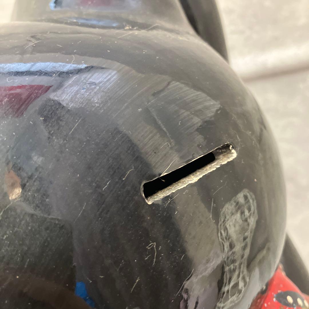 昭和レトロ 陶器製 貯金箱 黒猫 大型招き猫 まねきねこ 億万両 古道具オブジェ