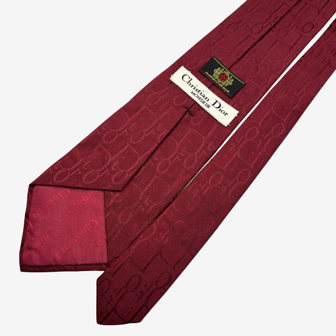 Christian Dior シルクネクタイ ロゴグラム レッド