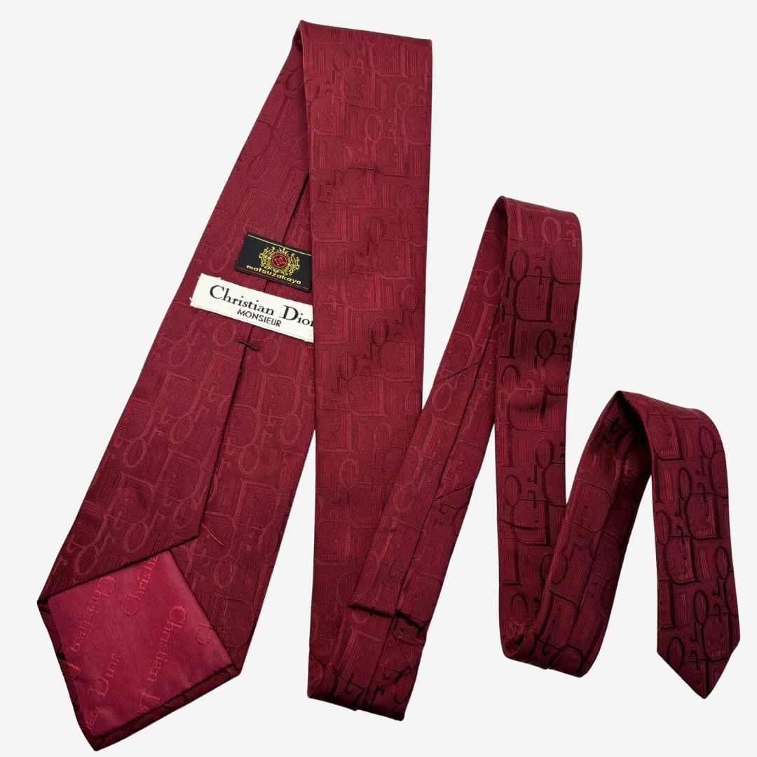 Christian Dior シルクネクタイ ロゴグラム レッド