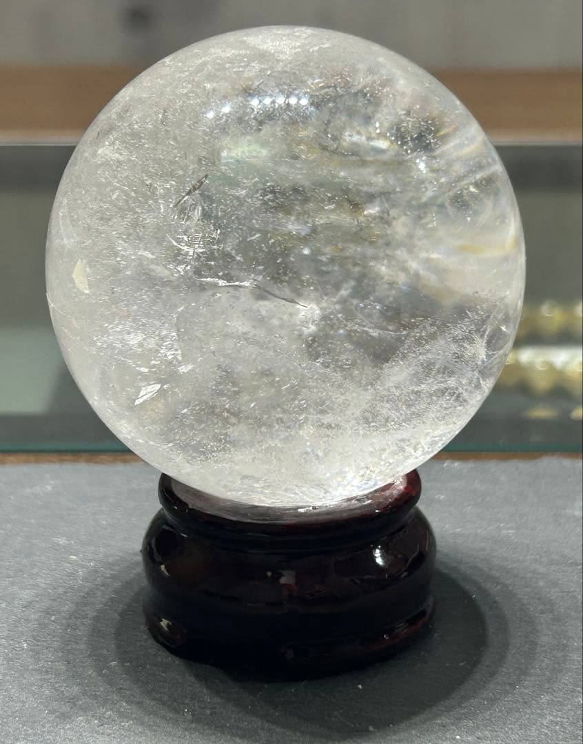 水晶丸玉　虹入り