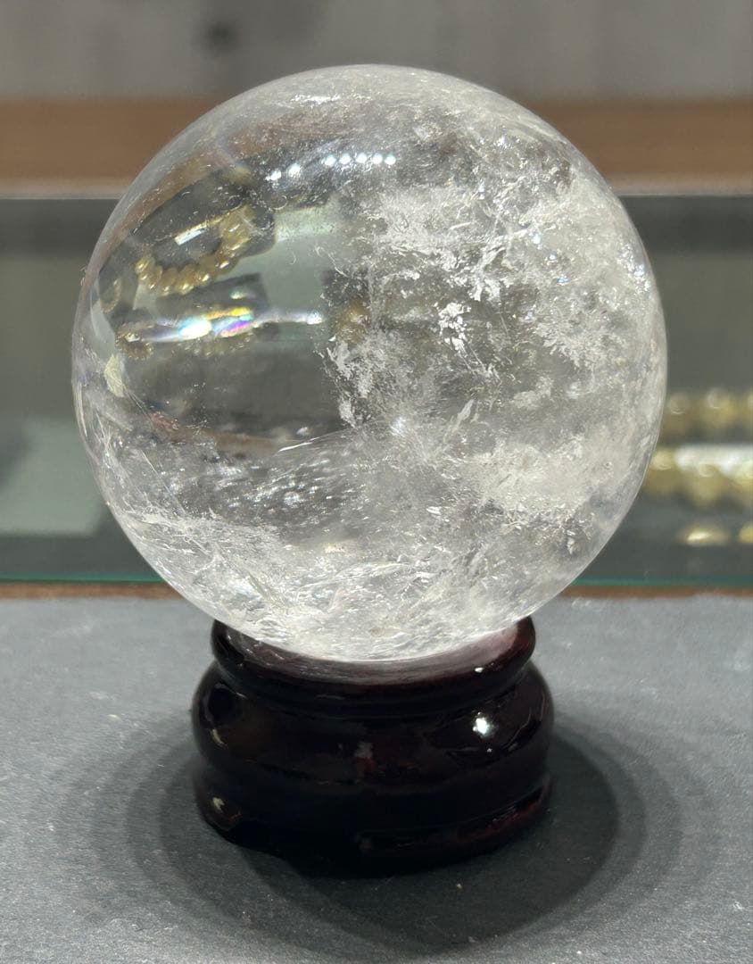 水晶丸玉　虹入り