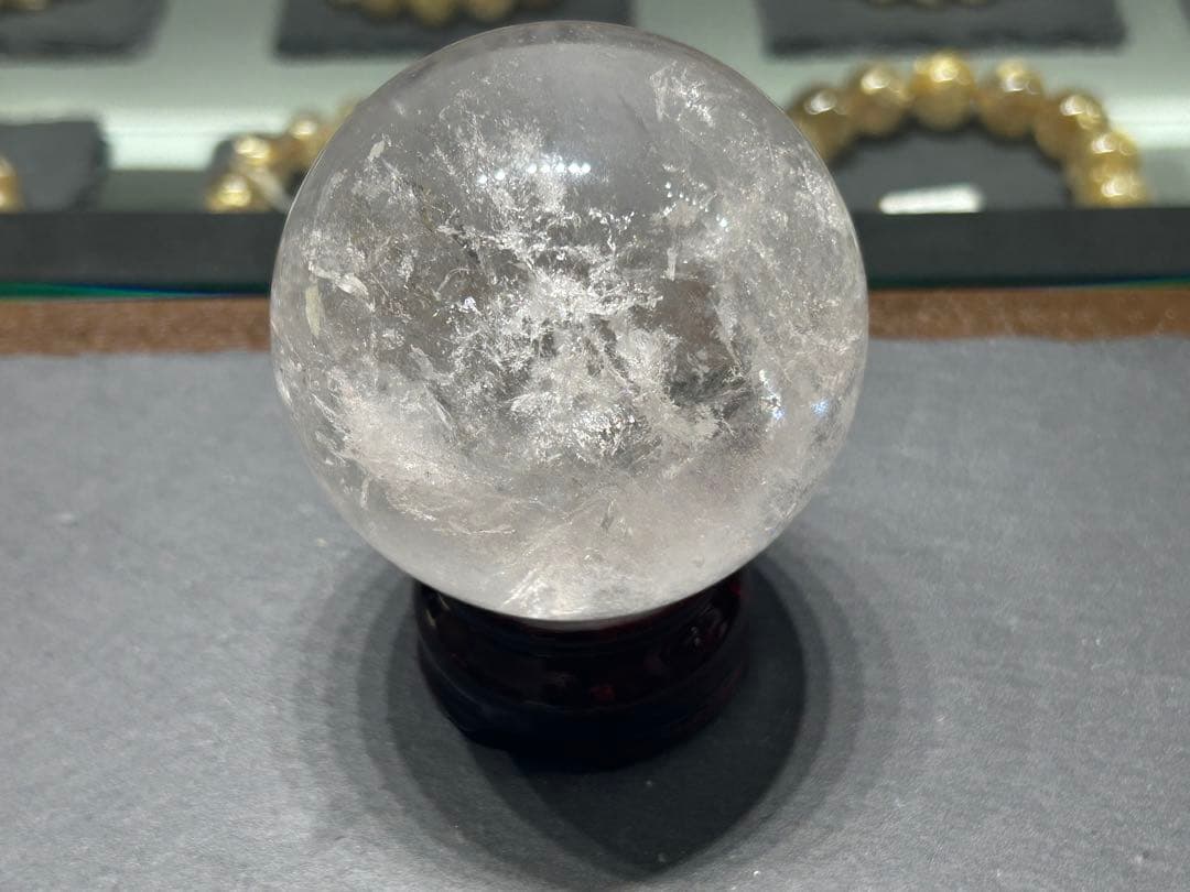 水晶丸玉　虹入り