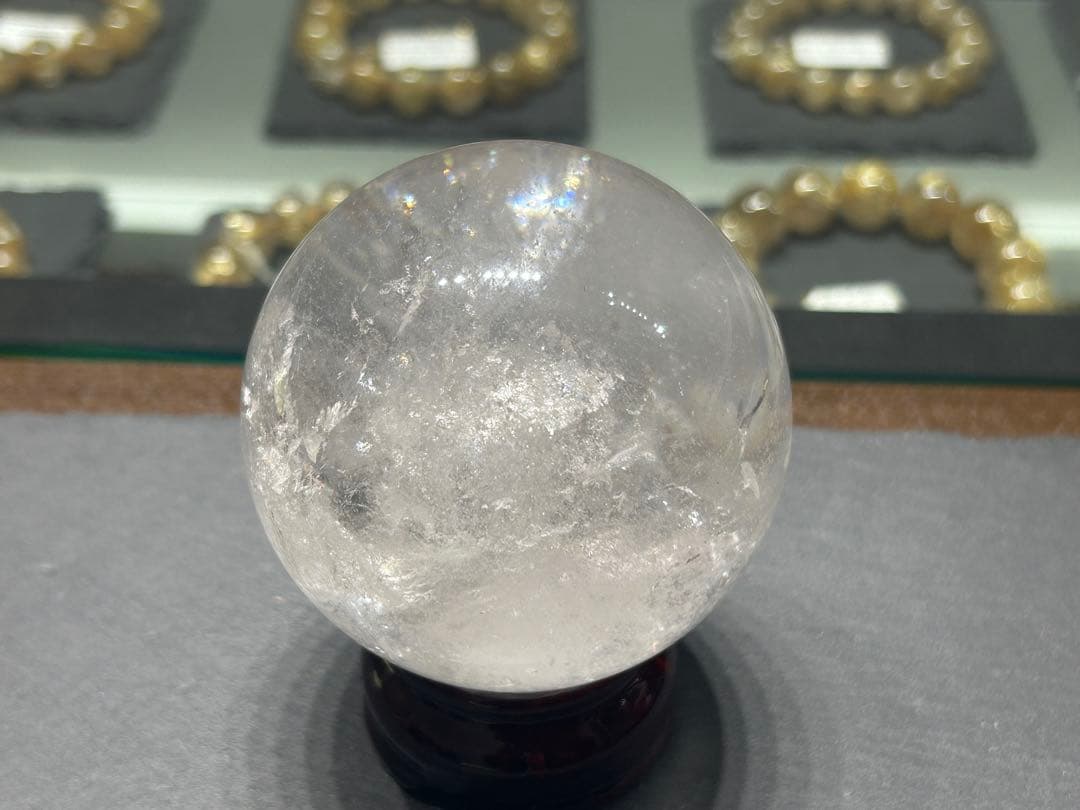 水晶丸玉　虹入り